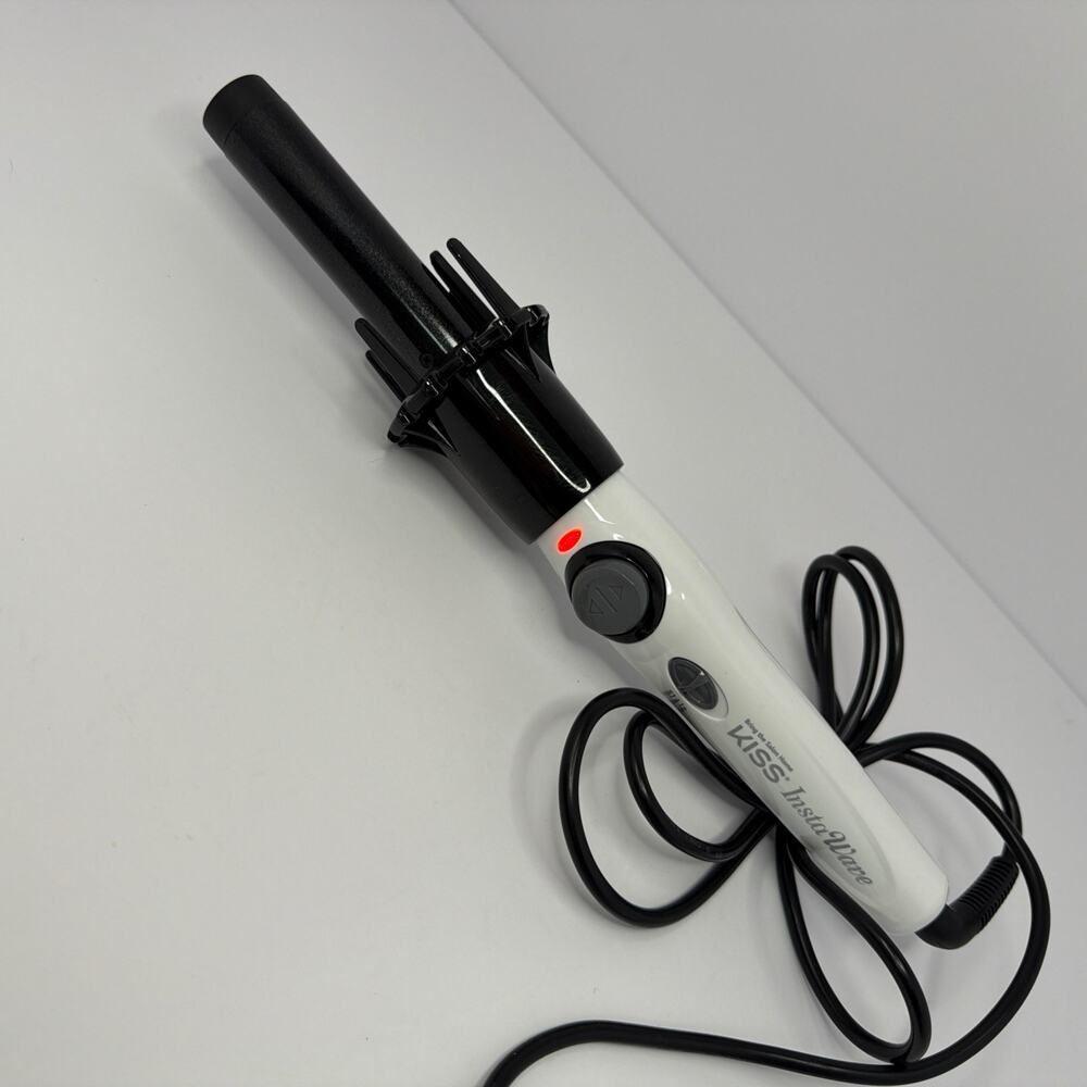 KISS Instawave White Curler Automatic Ceramic Curling Iron 1 in. Model KACI01